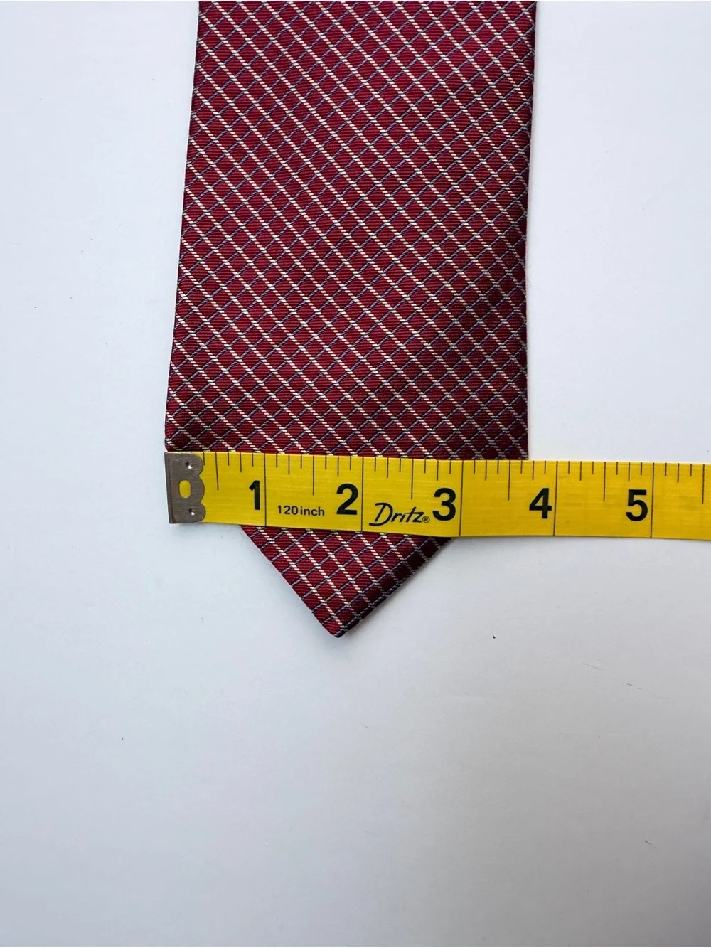 Tommy Hilfiger Men’s Tie Red Navy Gold Geometric Check Classic Necktie
